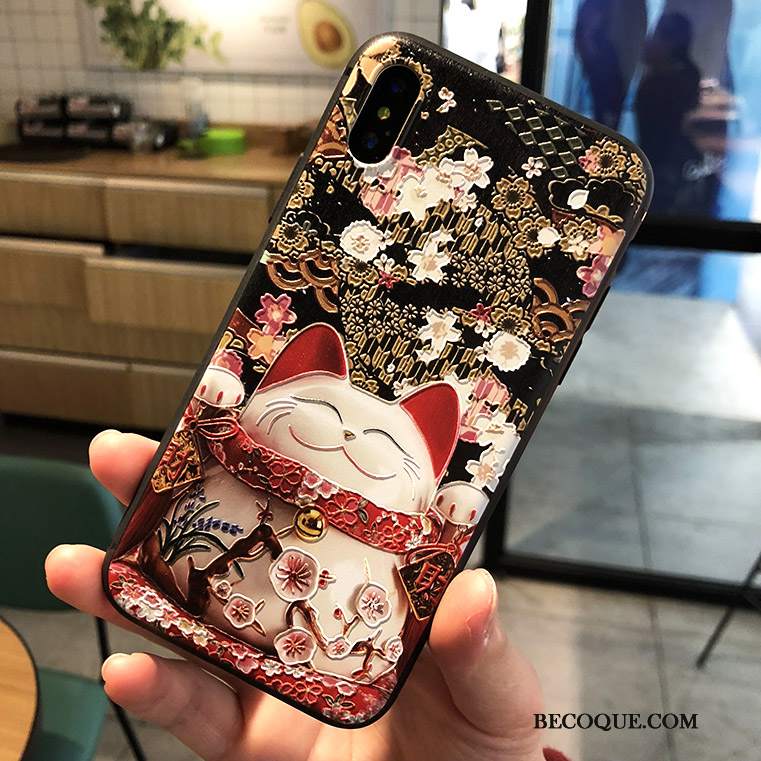 Futerał iPhone Xs Relief Bogactwo Czerwony, Etui iPhone Xs Miękki Na Telefon Modna Marka