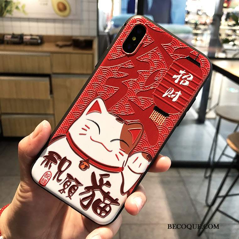 Futerał iPhone Xs Relief Bogactwo Czerwony, Etui iPhone Xs Miękki Na Telefon Modna Marka