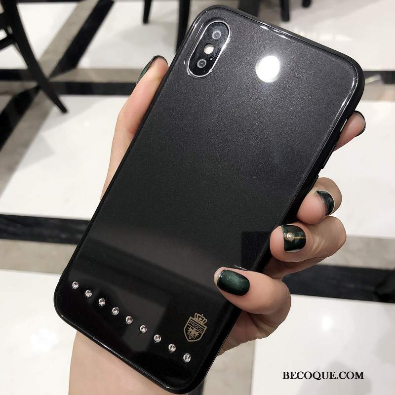 Futerał iPhone Xs Rhinestone Modna Marka Czarny, Etui iPhone Xs Moda Czerwony Nettona Telefon