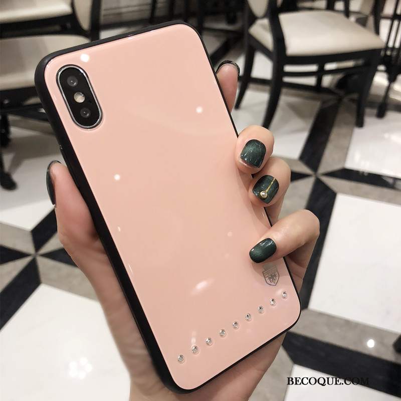 Futerał iPhone Xs Rhinestone Modna Marka Czarny, Etui iPhone Xs Moda Czerwony Nettona Telefon