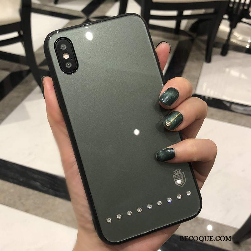 Futerał iPhone Xs Rhinestone Modna Marka Czarny, Etui iPhone Xs Moda Czerwony Nettona Telefon