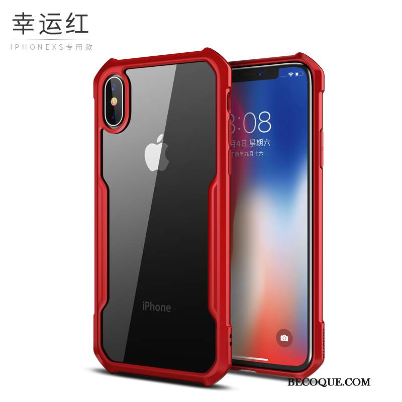 Futerał iPhone Xs Torby Anti-fall Czerwony Netto, Etui iPhone Xs Silikonowe Przezroczystyna Telefon
