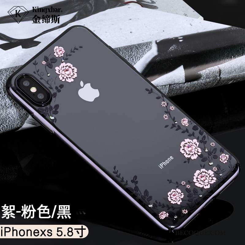 Futerał iPhone Xs Torby Modna Marka Trudno, Etui iPhone Xs Rhinestone Przezroczysty Złoto