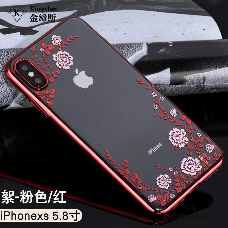 Futerał iPhone Xs Torby Modna Marka Trudno, Etui iPhone Xs Rhinestone Przezroczysty Złoto