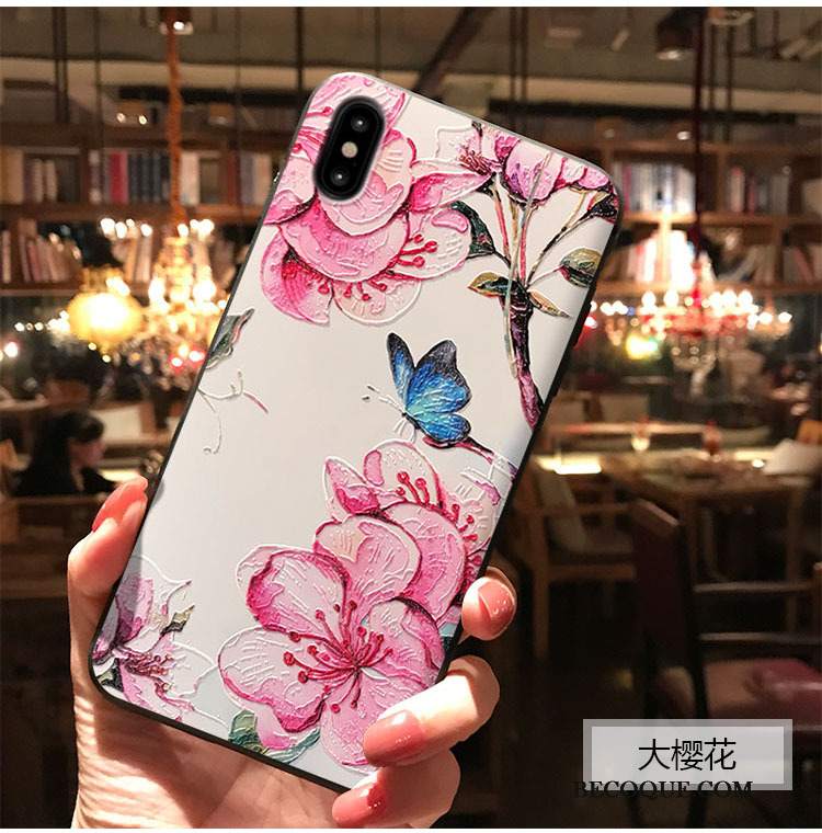 Futerał iPhone Xs Torby Sakura Anti-fall, Etui iPhone Xs Relief Mały Świeży