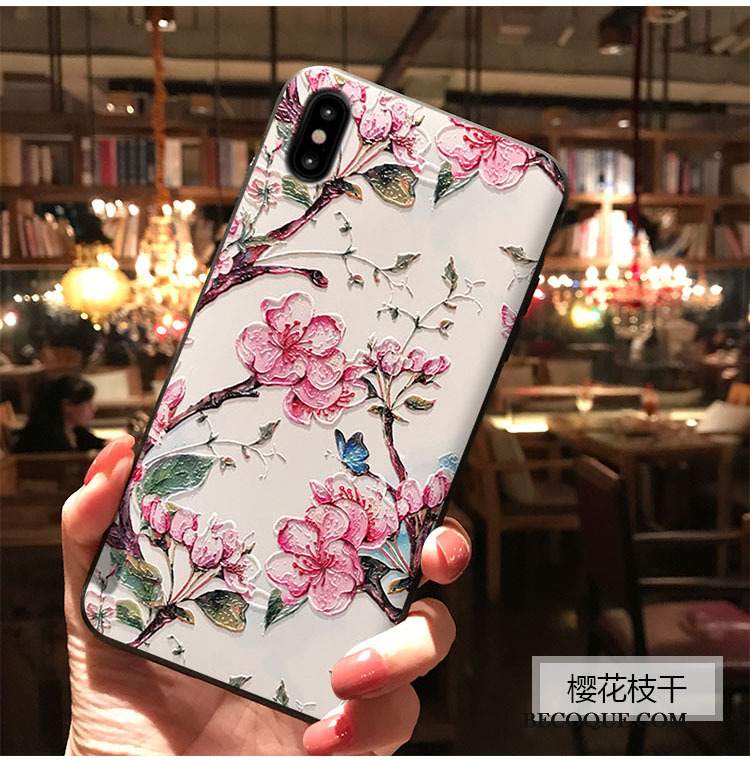 Futerał iPhone Xs Torby Sakura Anti-fall, Etui iPhone Xs Relief Mały Świeży