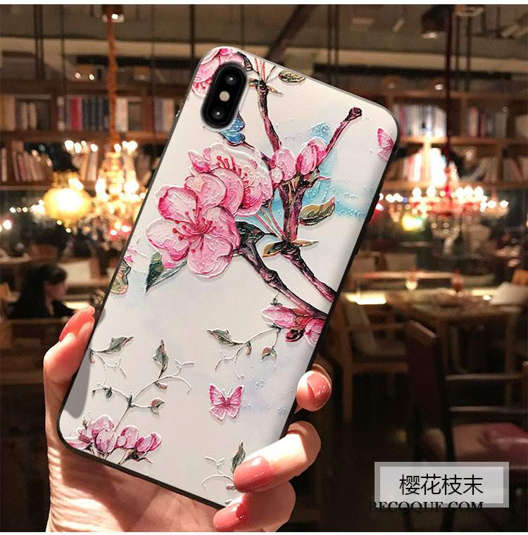 Futerał iPhone Xs Torby Sakura Anti-fall, Etui iPhone Xs Relief Mały Świeży