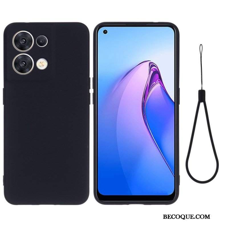 Futerały do Oppo Reno 8 z Łańcuch Płynny Silikon W Paski