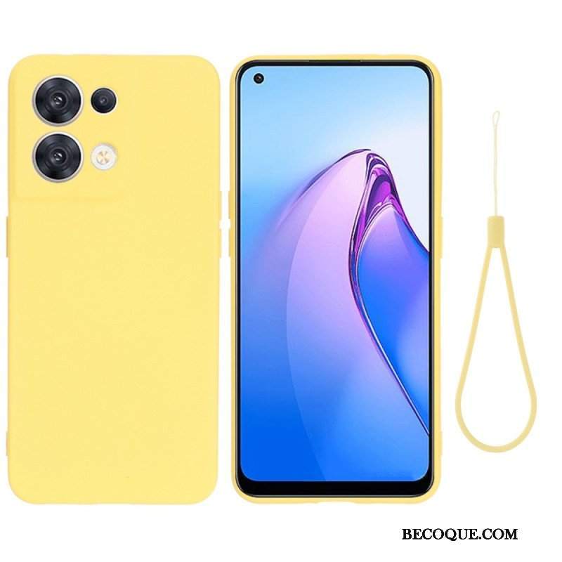 Futerały do Oppo Reno 8 z Łańcuch Płynny Silikon W Paski