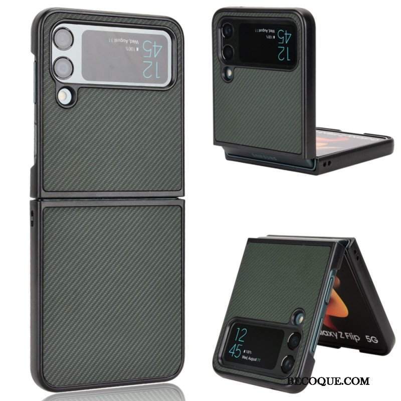 Futerały do Samsung Galaxy Z Flip 4 Etui Folio Tekstura Włókna Węglowego Z Efektem Skóry