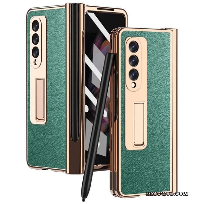 Futerały do Samsung Galaxy Z Fold 3 5G Wielofunkcyjna Skóra Liczi