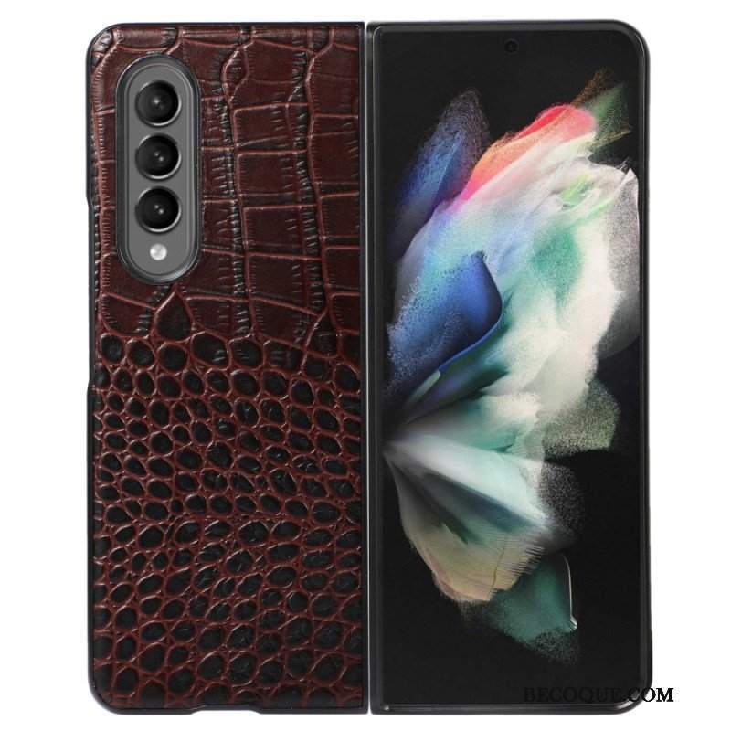 Futerały do Samsung Galaxy Z Fold 4 Modna Skóra Naturalna Z Efektem Krokodyla