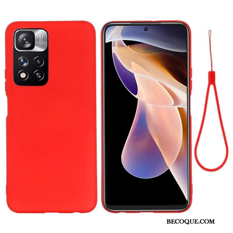 Futerały do Xiaomi Redmi Note 11 Pro Plus 5G Płynny Silikon Ze Smyczą