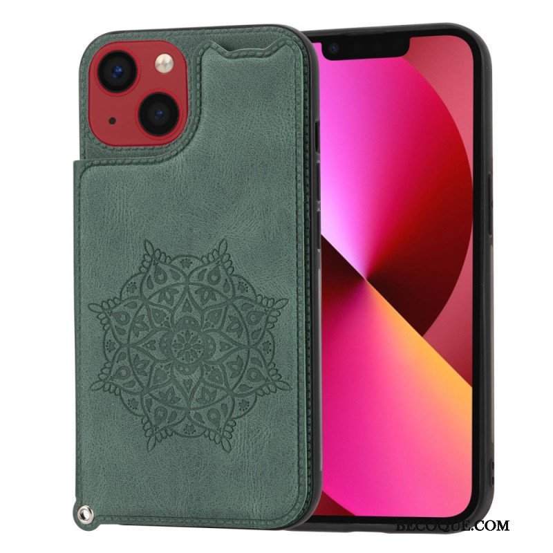 Futerały do iPhone 14 z Łańcuch Uchwyt Na Kartę Z Paskiem Mandala