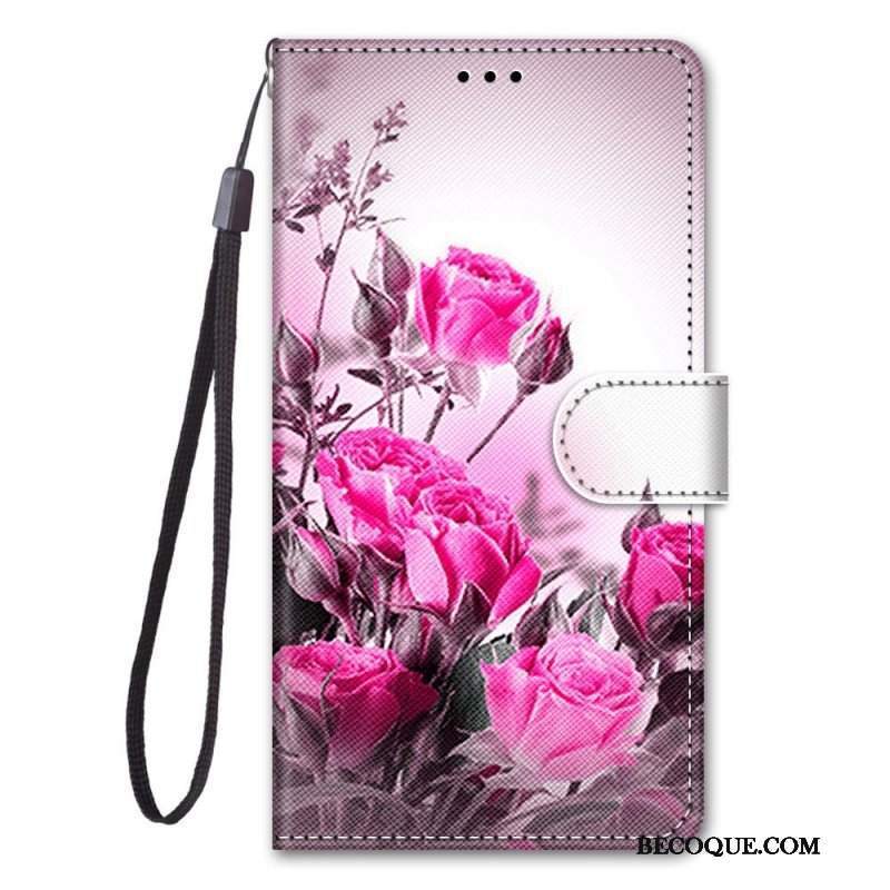 Obudowa Etui Na Telefon do Samsung Galaxy M53 5G z Łańcuch Paski Kwiaty