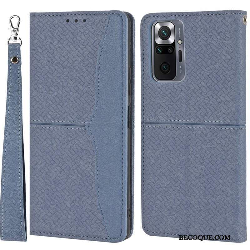 Obudowa Etui Na Telefon do Xiaomi Redmi Note 10 Pro z Łańcuch Styl Tkanej Skóry Z Paskami