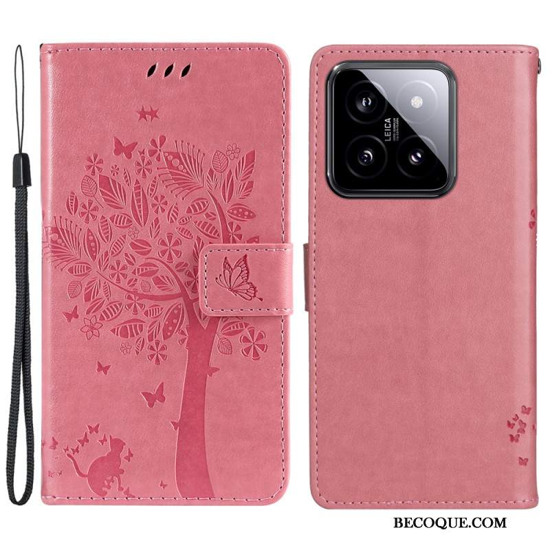 Obudowa Xiaomi 14 Etui Na Telefon Drzewko Dla Kota I Smyczy