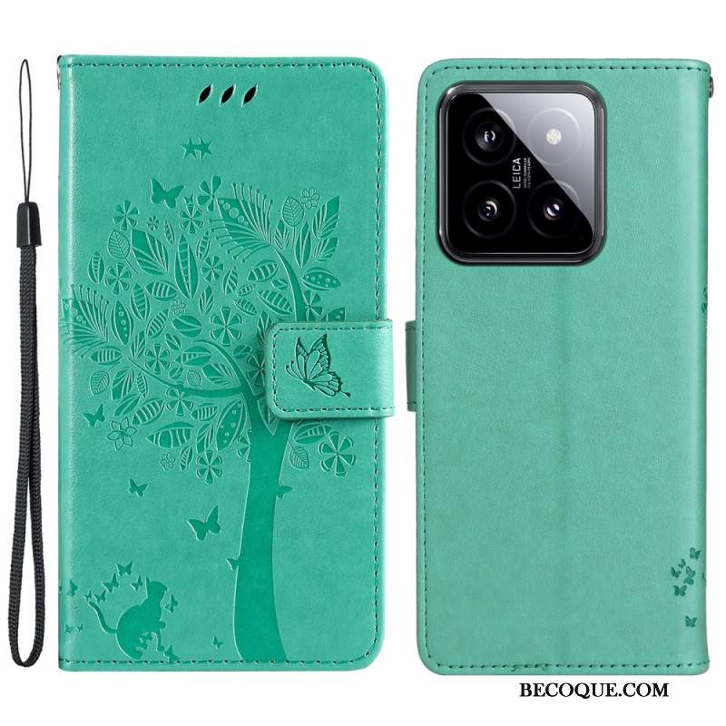 Obudowa Xiaomi 14 Etui Na Telefon Drzewko Dla Kota I Smyczy