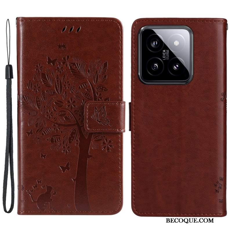 Obudowa Xiaomi 14 Etui Na Telefon Drzewko Dla Kota I Smyczy