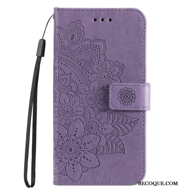 Skórzany Futerał Huawei Nova 12s Etui Na Telefon Dekoracja Mandali Z Paskiem