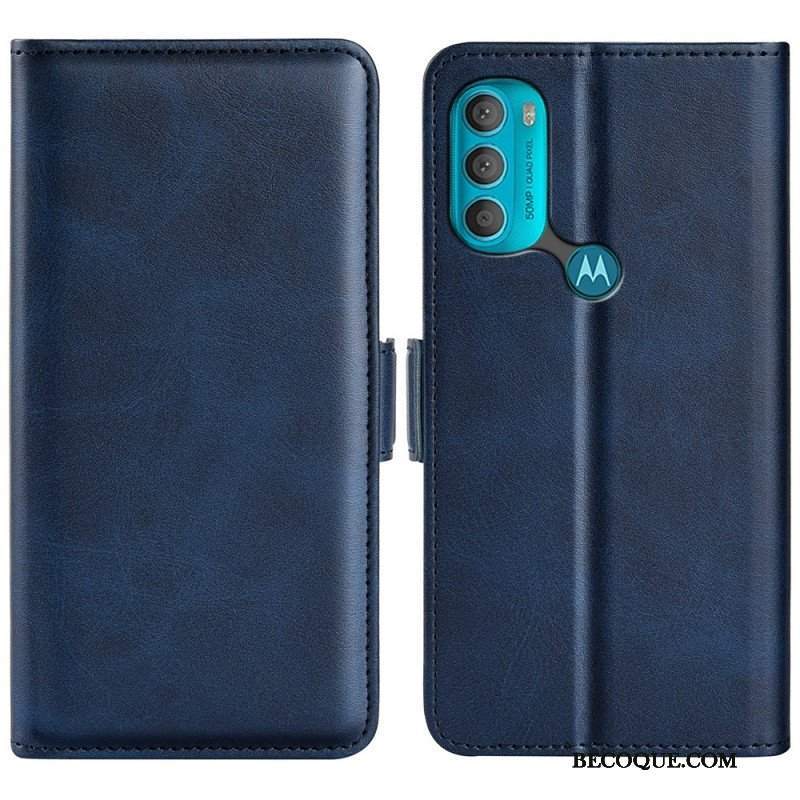 Skórzany Futerał do Moto G71 5G Etui Folio Podwójna Klapa