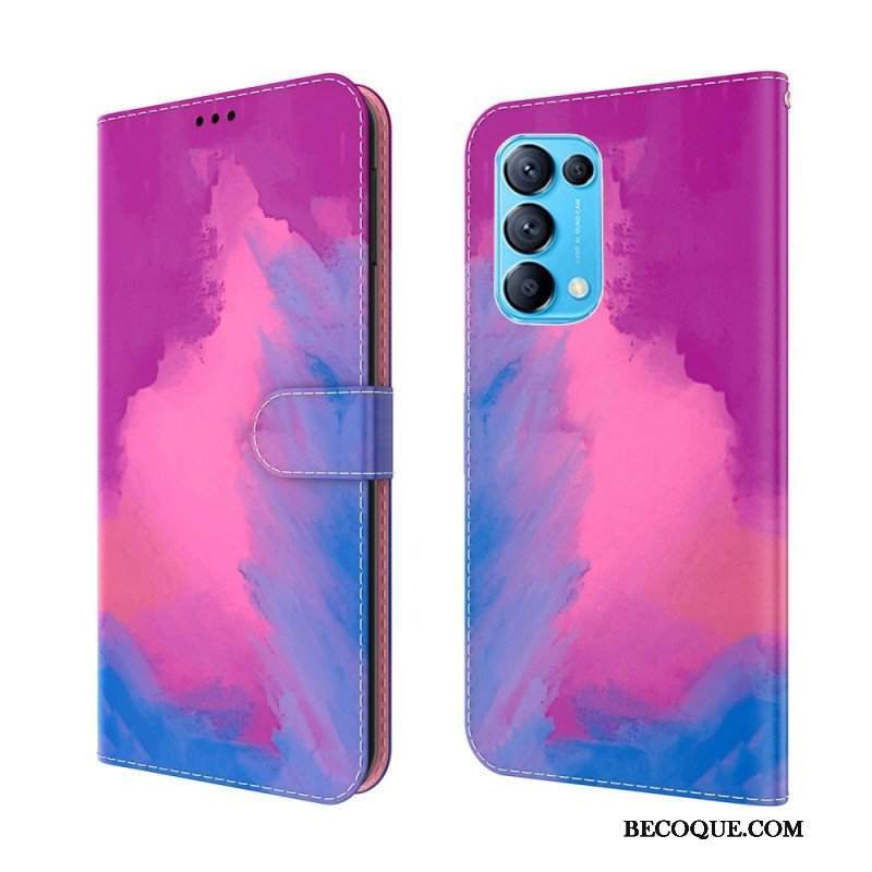 Skórzany Futerał do Oppo Find X3 Lite Akwarela