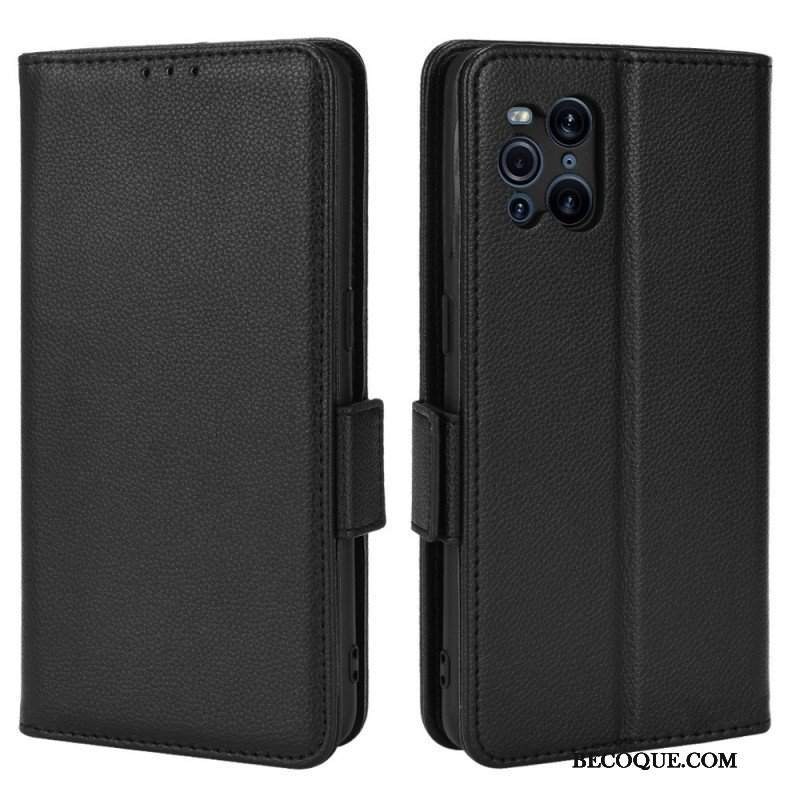 Skórzany Futerał do Oppo Find X3 Pro Etui Folio Flap Double Litchi Nowe Kolory