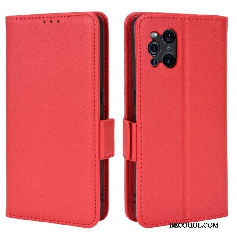 Skórzany Futerał do Oppo Find X3 Pro Etui Folio Flap Double Litchi Nowe Kolory