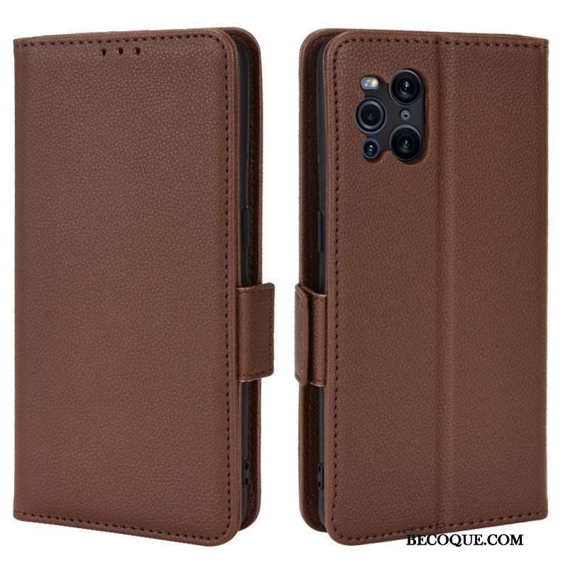 Skórzany Futerał do Oppo Find X3 Pro Etui Folio Flap Double Litchi Nowe Kolory