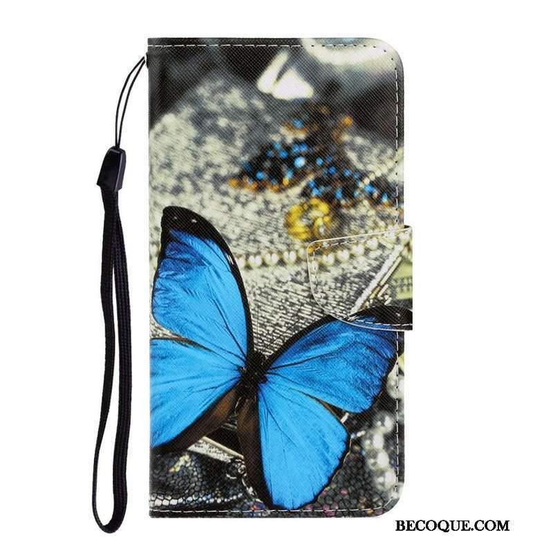 Skórzany Futerał do Samsung Galaxy S21 FE z Łańcuch Motyle Wariacje Paska