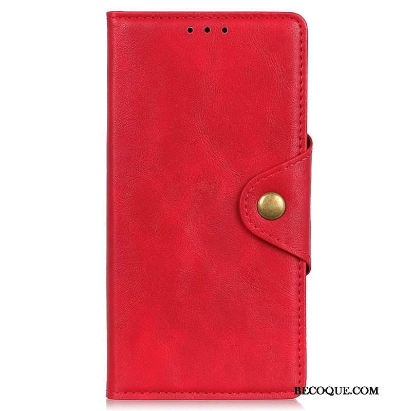 Skórzany Futerał do Xiaomi Redmi Note 12 4G Guzik Magnetyczny Ze Sztucznej Skóry