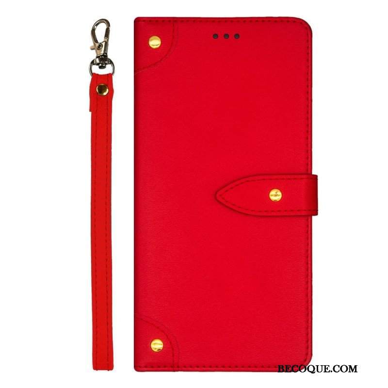 Skórzany Futerał do Xiaomi Redmi Note 12 Pro Nity I Smycz