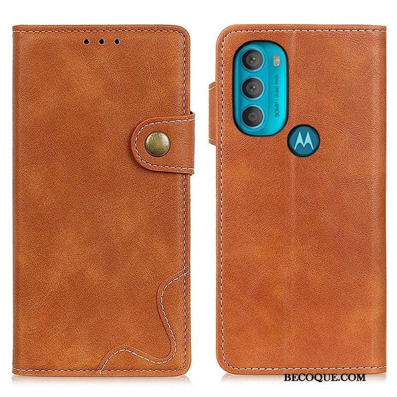 Etui Folio do Moto G71 5G Artystyczny Guzik Do Szycia