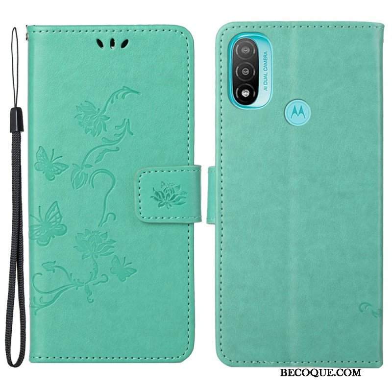 Etui Folio do Moto G71 5G Azjatyckie Motyle I Kwiaty