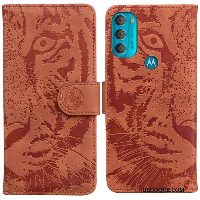 Etui Folio do Moto G71 5G Nadruk Twarzy Tygrysa