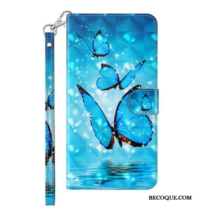 Etui Folio do Poco M3 Pro 5G Niebieskie Motyle