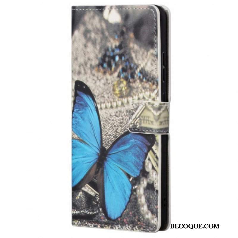 Etui Folio do Poco M4 Pro 5G Niebieski Motyl