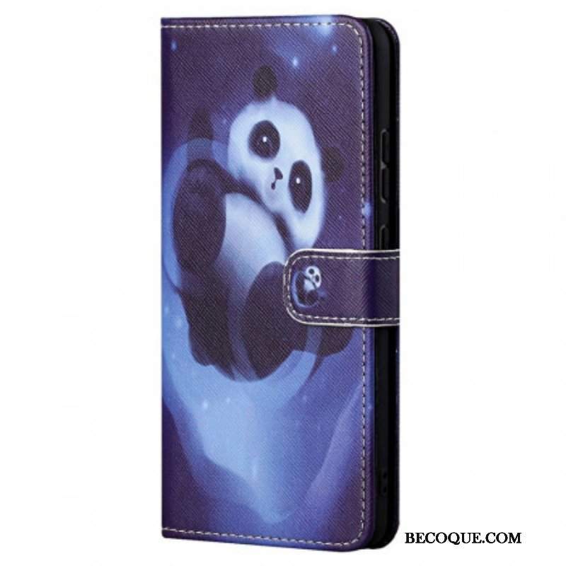 Etui Folio do Poco M4 Pro 5G z Łańcuch Panda Space Ze Smyczą