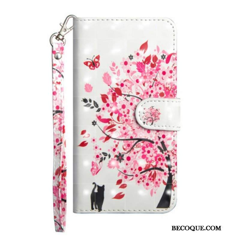 Etui Folio do Poco X3 / X3 Pro / X3 NFC Różowe Drzewo I Czarny Kot Etui Folio do Poco X3 / X3 Pro / X3 NFC Różowe Drzewo I Czarny Kot