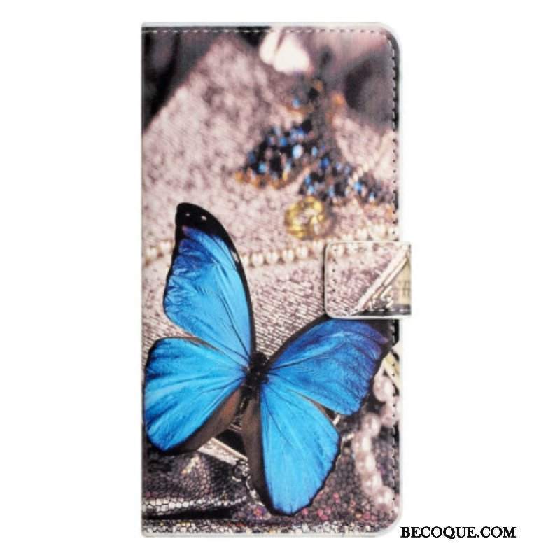 Etui Folio do Samsung Galaxy A14 / A14 5G Niebieski Motyl