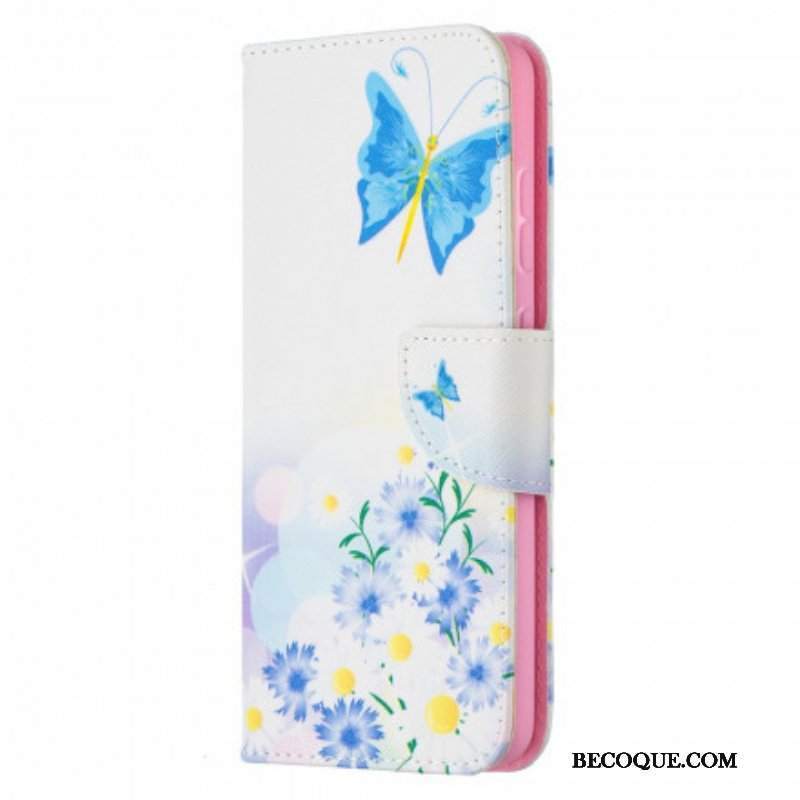 Etui Folio do Samsung Galaxy A52 4G / A52 5G / A52s 5G Malowane Motyle I Kwiaty