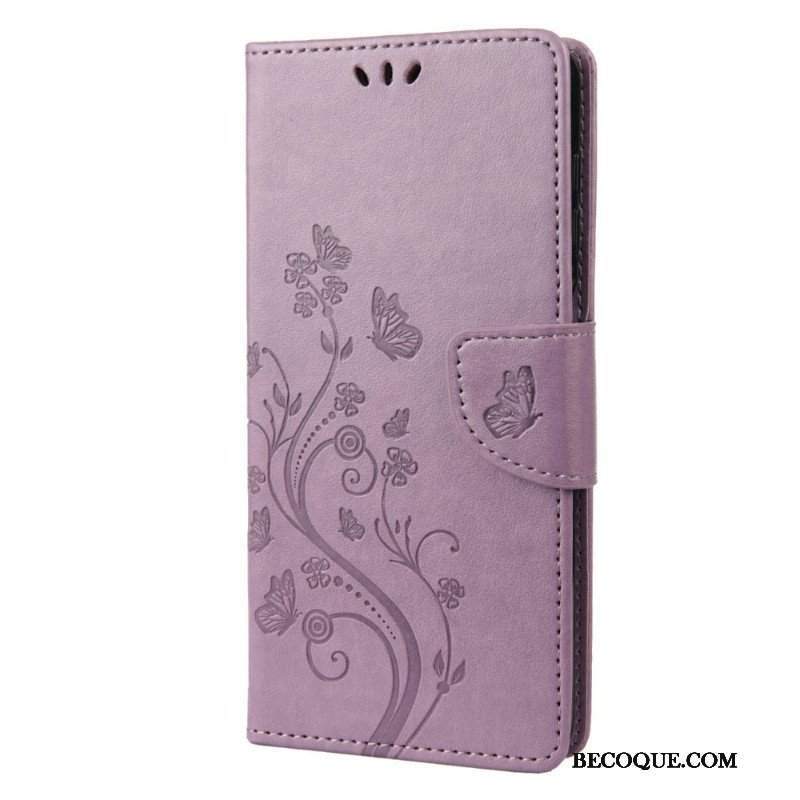 Etui Folio do Samsung Galaxy M23 5G Motyle I Kwiaty