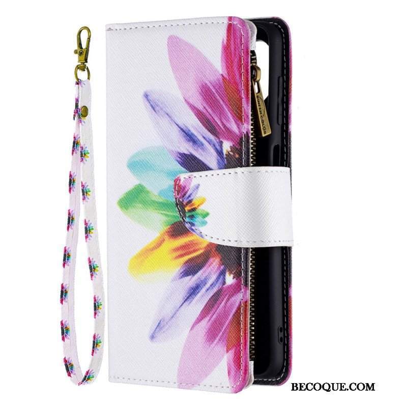 Etui Folio do Samsung Galaxy M32 Kieszonka Zapinana Na Zamek W Kwiaty