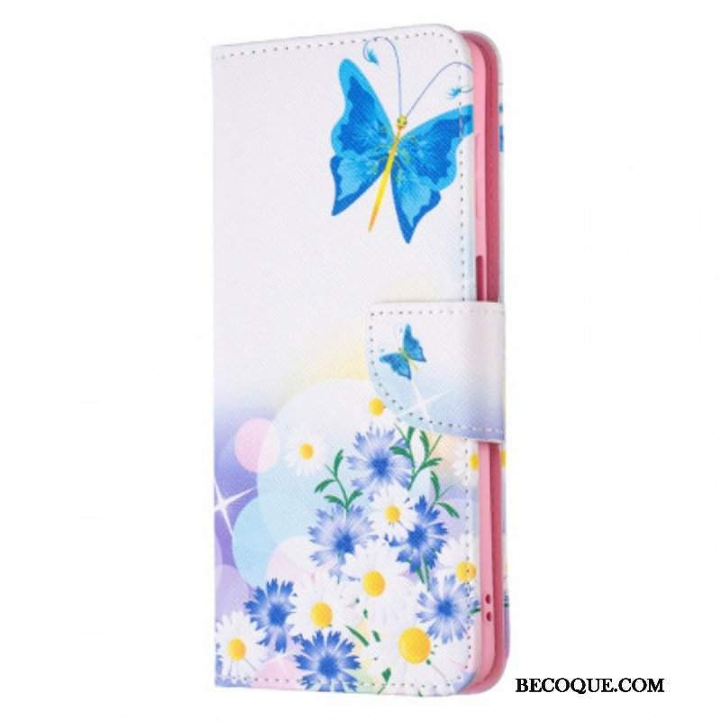 Etui Folio do Samsung Galaxy M52 5G Motyl I Kwiaty