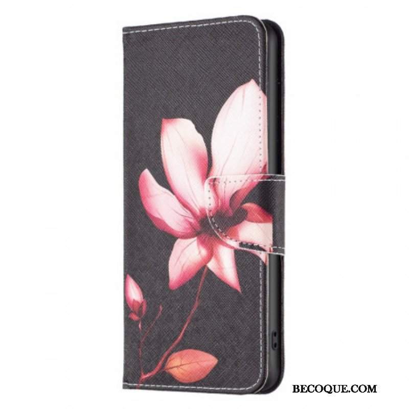 Etui Folio do Samsung Galaxy M53 5G Kwiat Na Czarnym Tle