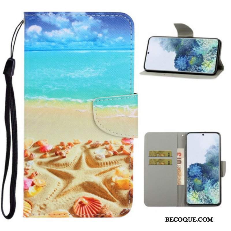 Etui Folio do Samsung Galaxy S21 5G z Łańcuch Plaża Smyczkowa