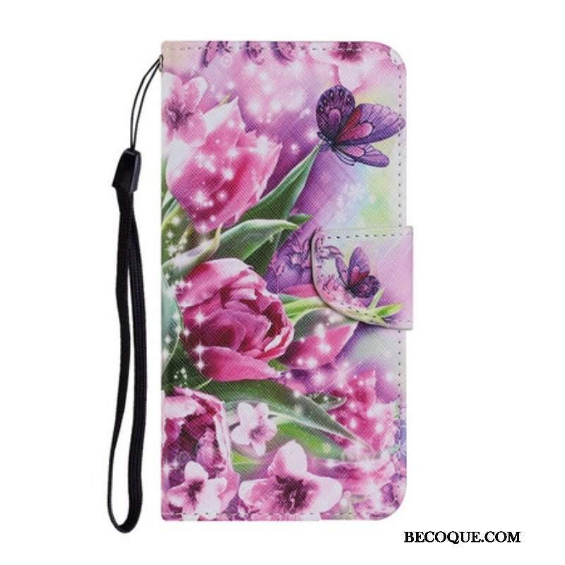 Etui Folio do Samsung Galaxy S21 FE Motyle I Tulipany