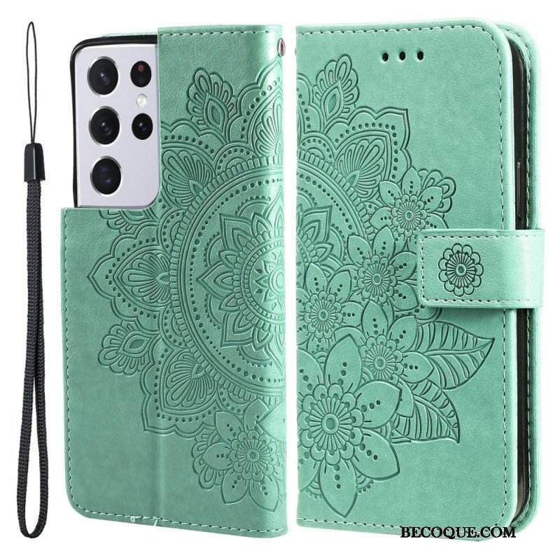 Etui Folio do Samsung Galaxy S21 Ultra 5G Kwiatowa Mandala