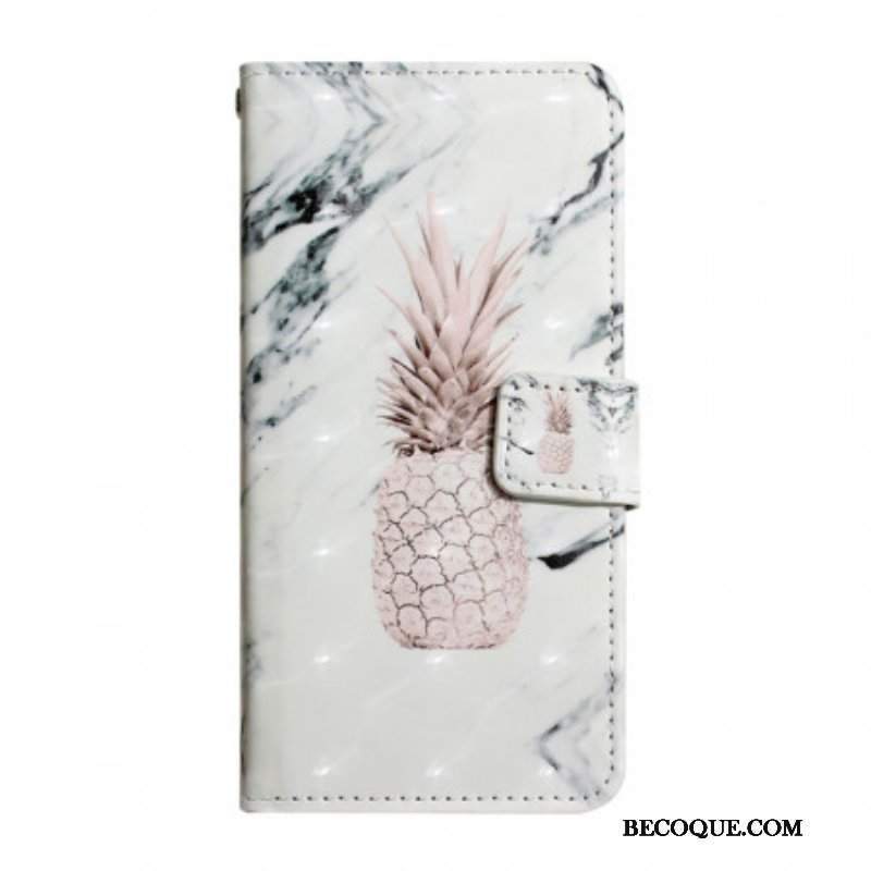 Etui Folio do Samsung Galaxy S22 5G Jasny Punktowy Ananas