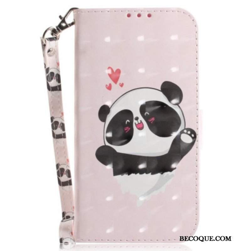 Etui Folio do Xiaomi 12 / 12X z Łańcuch Panda Love Ze Smyczą